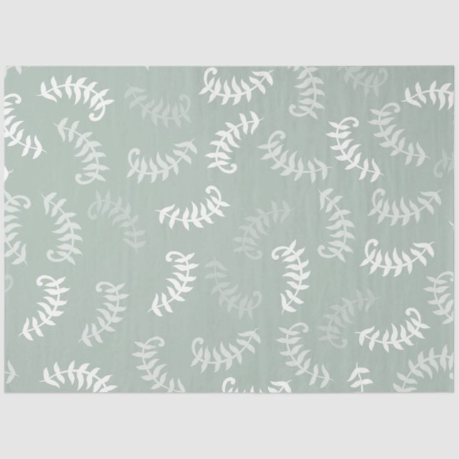 Papel De Seda Folhas Botânicas Verde Teal (Frente )