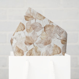 Papel De Seda Folhas Brancas Bege