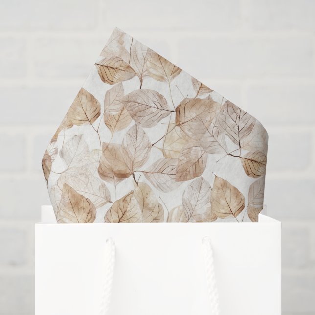 Papel De Seda Folhas Brancas Bege (Sacola de presentes)