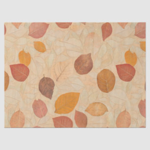 Papel De Seda Folhas Caídas Vintage Secas Dourado Laranja Vermel