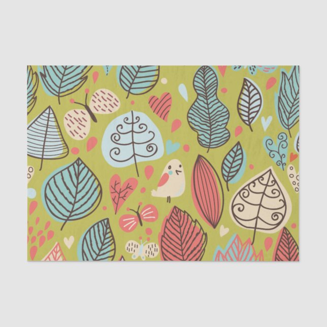 Papel De Seda Folhas coloridas (Frente )