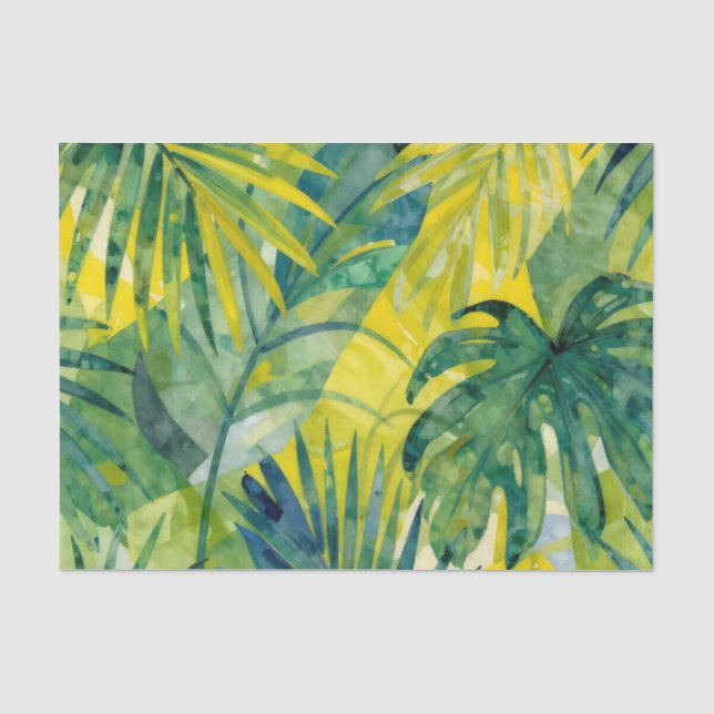 Papel De Seda Folhas da Selva Tropical da Palmeira Monstera (Frente )