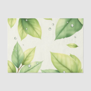 Papel De Seda Folhas de Aquarela com Dewdrops