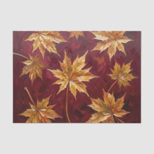 Papel De Seda Folhas de Bordoalha Douradas Pintura de Outono