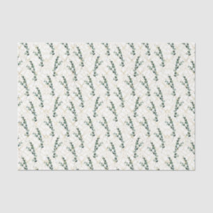 Papel De Seda Folhas de Eucalipto com Padrão Geométrico Dourado