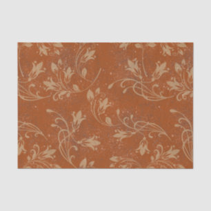 Papel De Seda Folhas de Flourish Elegantes, Grunge Laranja Queim
