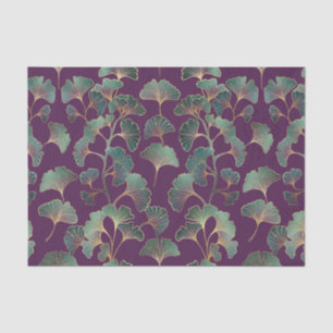 Papel De Seda Folhas de Ginkgo Tael de Luxo em Roxo Fundo (1)
