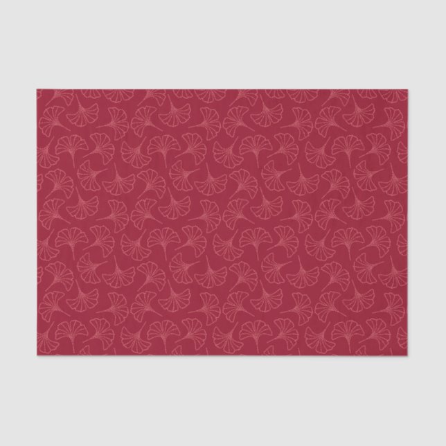 Papel De Seda Folhas de Ginkgo Vermelho Japonês Elegante (Frente )
