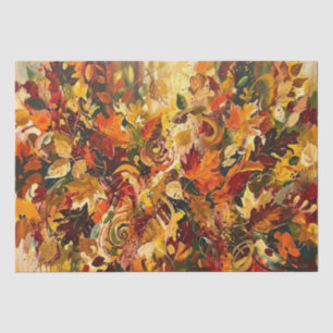 Papel De Seda Folhas de Outono Abstratas Vibrantes
