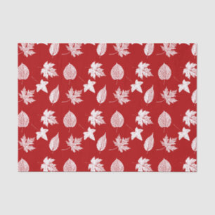 Papel De Seda Folhas de outono - branco e vermelho escuro