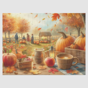 Papel De Seda Folhas de Outono e Decoupage de Abóboras