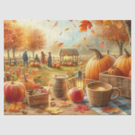 Papel De Seda Folhas de outono e Decoupage de Pumpkins