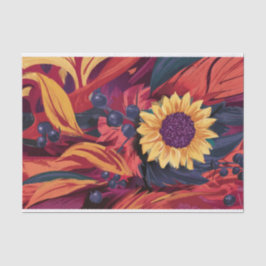 Papel De Seda Folhas de Outono e Flores do Jardim de Outono