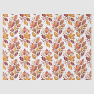 Papel De Seda Folhas de Outono e Frutas em Aquarela