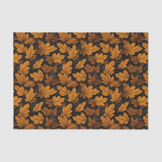 Papel De Seda Folhas de Outono Marrons e Laranja (Frente )