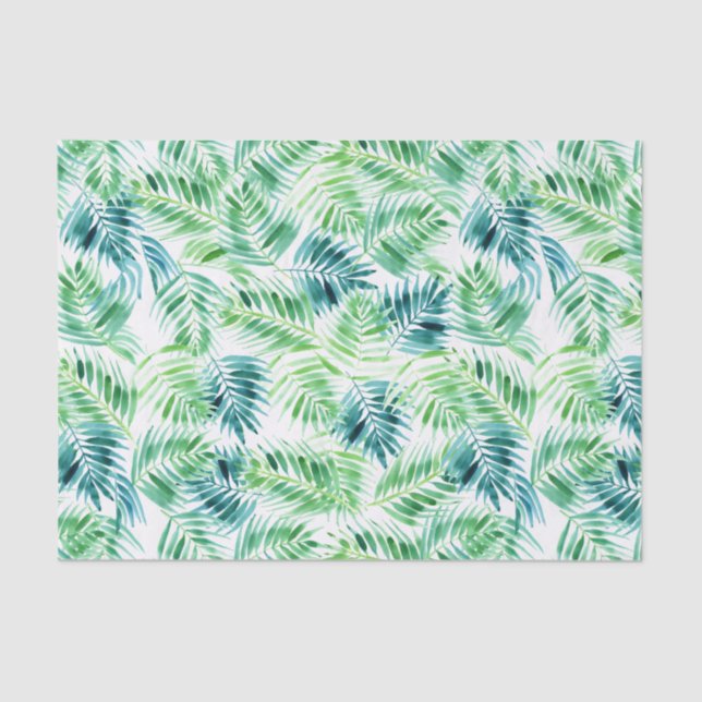 Papel De Seda Folhas de Palm de Aquarela Moderna (Frente )