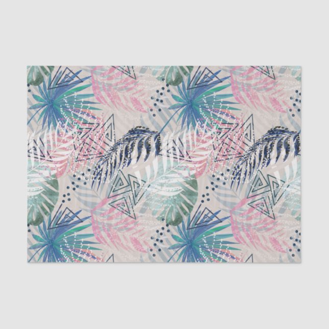 Papel De Seda Folhas de palma, tropicais, botânicas, folhas, sel (Frente )