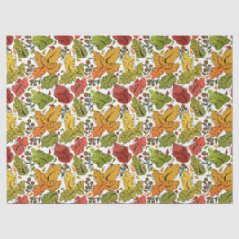 Papel De Seda Folhas de queda em castanho Dourado, verde e ferru