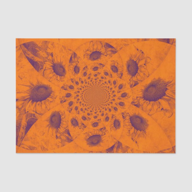 Papel De Seda Folhas de sol Abstrato Laranja Colunas de Outono (Frente )