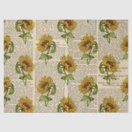 Papel De Seda Folhas de sol e Decoupage de Newsprint Vintage