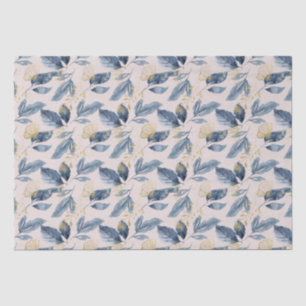 Papel De Seda Folhas de Solteiro Azul e Dourado