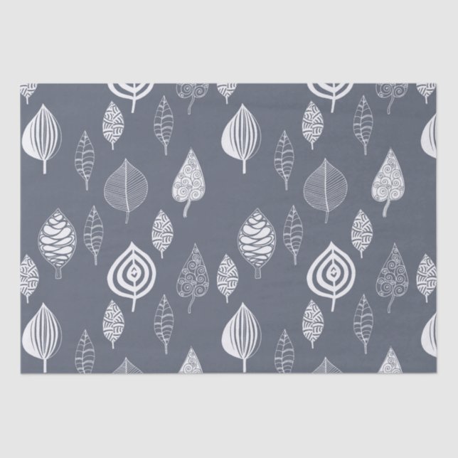 Papel De Seda Folhas do azul e do branco (Frente )