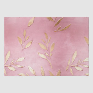 Papel De Seda Folhas Douradas de Glama Rosa