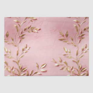 Papel De Seda Folhas Douradas rosa