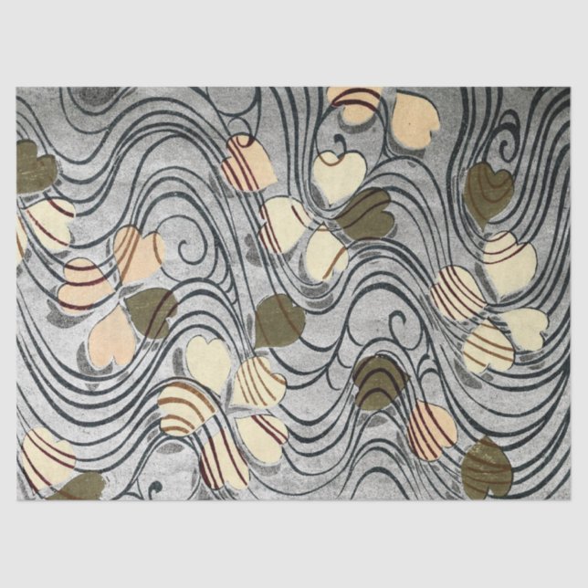 Papel De Seda Folhas em Forma de Coração na Água (Frente )