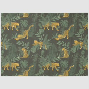 Papel De Seda Folhas Exóticas Modernas e Padrão de Leopardo