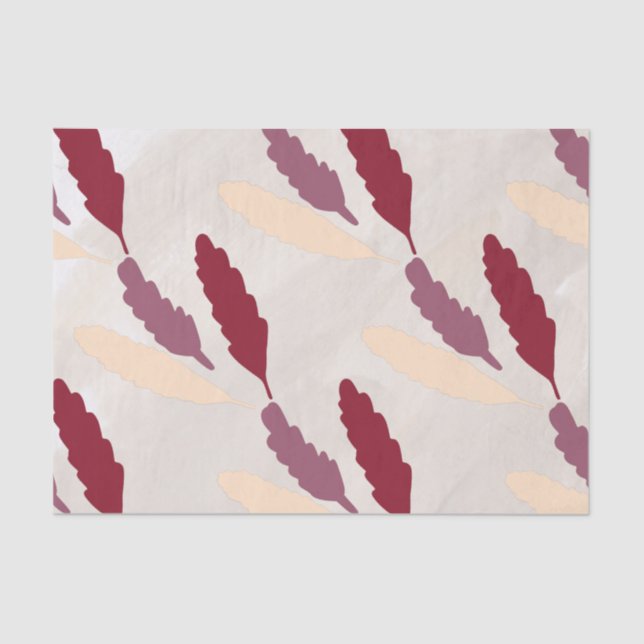 Papel De Seda Folhas Florais Borgonha e Creme (Frente )