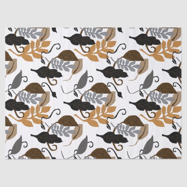 Papel De Seda Folhas pretas cinzentas do ponto morto de Brown (Frente )