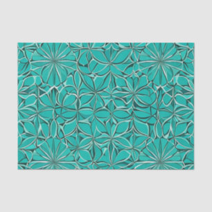 Papel De Seda Folhas Teais e Verdes