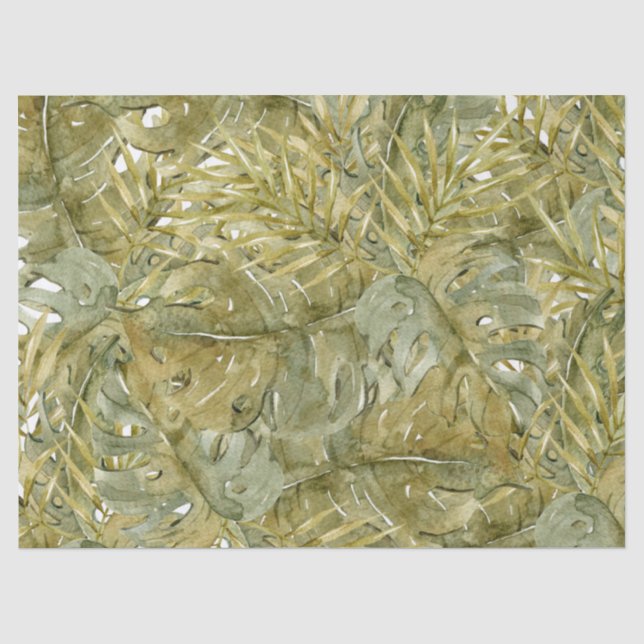 Papel De Seda Folhas Tropicais Boho Modernas Palma Seca (Frente )
