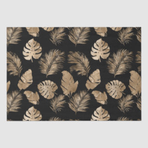 Papel De Seda Folhas tropicais Douradas chic Black