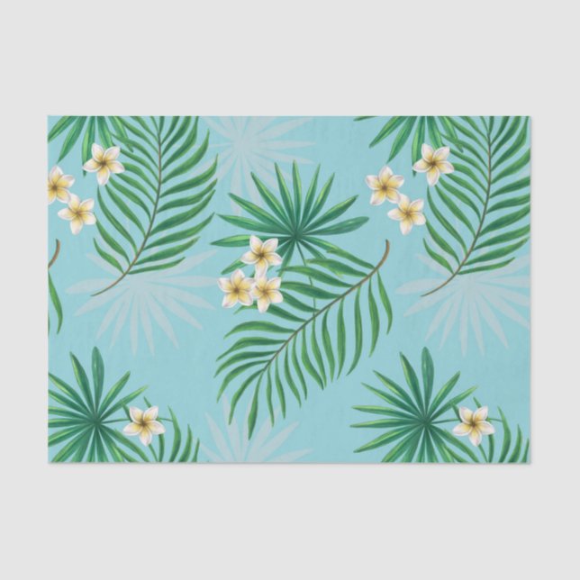Papel De Seda Folhas tropicais e flores (Frente )