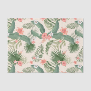 Papel De Seda Folhas Tropicais e Flores Padrão Selvagem