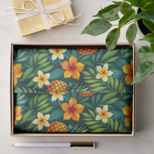 Papel De Seda Folhas tropicais e padrão de abacaxi
