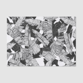Papel De Seda Folhas tropicais preto e branco modernas da banana