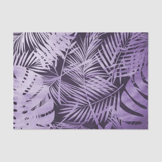 Papel De Seda Folhas tropicais roxas (Frente )
