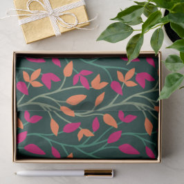 Papel De Seda Folhas Verde Escuro Botânicas Elegante Envoltório