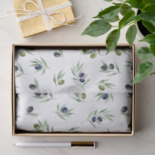 Papel De Seda Folhas Verde Oliva Padrão Floral Aquarela