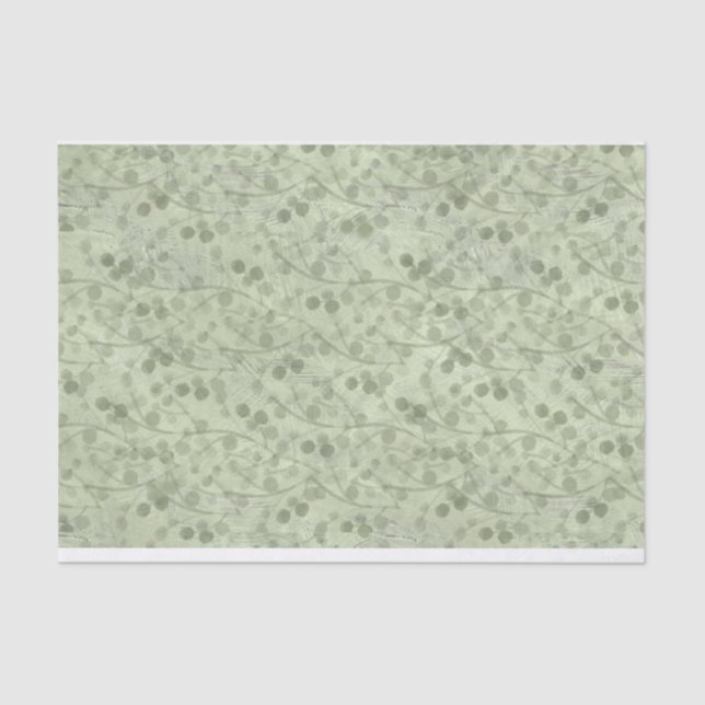 Papel De Seda Folhas verdes claras e vítreas com atração (Frente )