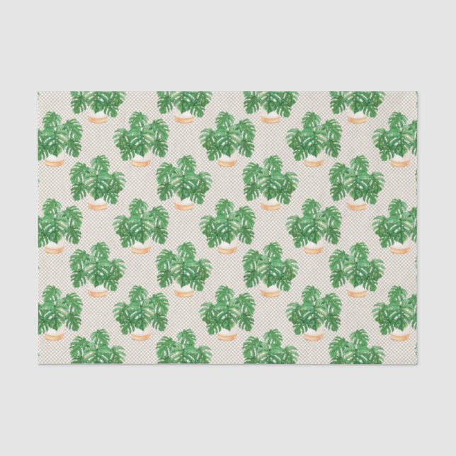 Papel De Seda Folhas Verdes de Planta (Frente )