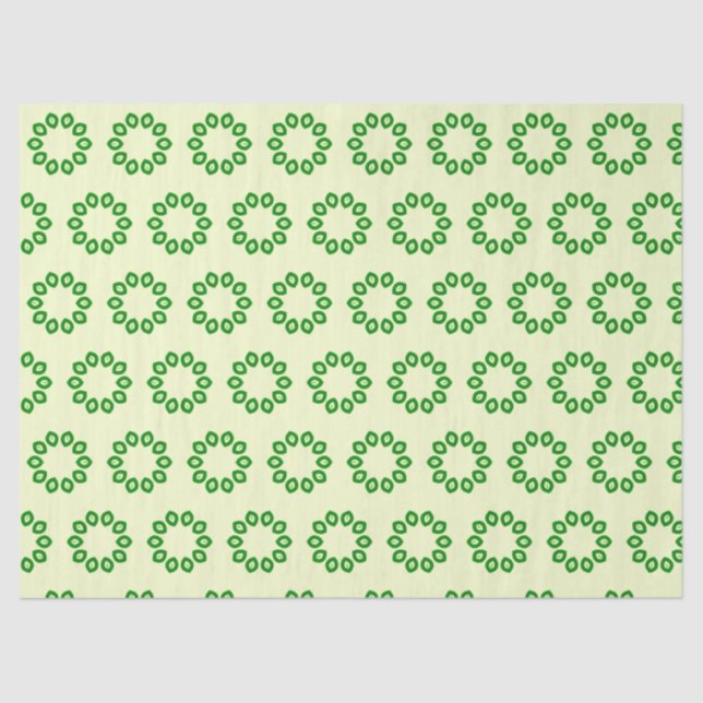 Papel De Seda Folhas verdes em círculo de amarelo (Frente )