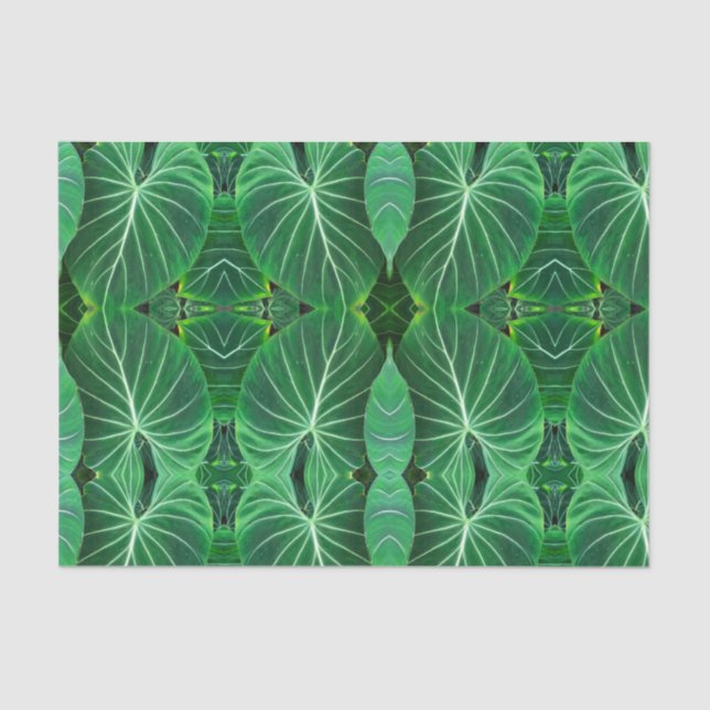 Papel De Seda Folhas verdes tropicais folhas da selva floresta t (Frente )