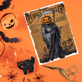 Papel De Seda Folheto do Grim Reaper Jack o’ Lantern Halloween