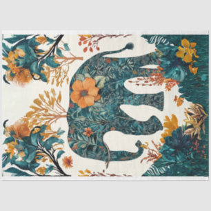 Papel De Seda Folk Art Floral Elephant Decoupage