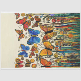 Papel De Seda Folk Art Style Painting Butterflies Decoupage