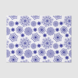 Papel De Seda Folk floral patten azul
